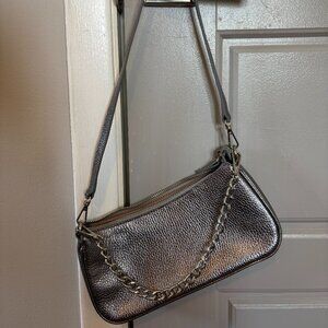 Leatherology Greta Chain Small Pochette in Frost with nickel hardware